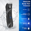 Electric Body Hair Trimmer and Shaver for Men, VIKICON Body Groomer for Groin&Ball w/Lighting, Pubic Hair Trimmer Replaceable Ceramic Blade Heads, Ergonomic Electric Razor IPX7 Waterproof Wet/Dry