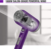 Hair Dryer for Travel&Home, 1600W Lightweight Negative Ionic Hair Blow Dryer, 3 Heat Settings, Cool Settings, Diffuser and Concentrator Nozzles ( Purple )