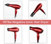 JINRI Sterilization Hair Dryer Professional Fast Dry Lightweight Blow Dryer Tourmaline Nagetive Ionic Strong Air Healthy Hair Tool with Nozzle, 3 temp 2 speed, 1875 W DC Motor,Fashion Red (Cola red)