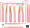 Makeup Brushes DUAIU 16 Pcs Professional Kabukit Make Up Brushes Set Premium Synthetic Fiber Powder Foundation Eyeshadow Eyeliner Lip Concealer Pink Wood Handle