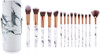 MetCuento 15 Pcs Makeup Brush Sets Marble Makeup Brushes Cosmetic Foundation Brush Powder Brush Eyeshadow Brush with Bag