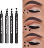 Ownest 3 Pcs Double-sided Liquid Eyeliner Pen,with Eye Makeup Stamp Super Slim Gel Felt Tip High Black Pigment,Waterproof Smudgeproof Long Lasting Eyeliner Eye Tattoo Makeup Tool-Heart,Star,Moon