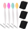 Pack of 154, Lip Brush Tool, DaKuan Double-Sided Silicone Exfoliating Lip Brush and Disposable Lip Brush Lip Gloss Applicators Lipstick Wands Tool
