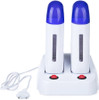 Portable Wax Warmer Hair Removal, Double Electric Depilatory Roll On Wax Heater Waxing Machine for Travel & At-home Waxing & SPA(Blue)