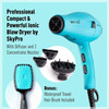 Professional Series Salon Hair Dryer with Diffuser by SKYPRO | Ionic Blow Dryer for Women |Small, Quiet, Lightweight, Compact | 1875 Watts Fast Salon-Grade Drying Power with Anti-Frizz Ionic Generator