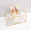 ShunMi Makeup Brush Holder Glass Brass Vintage Makeup Brush Organizer Cosmetic Brush Storage with Free White Pearls (Brush Holder A26)