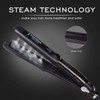 Steam Hair Straightener for Hair, Professional Salon Ceramic Tourmaline Steam Flat Iron, Vapor Heat Up Dual Voltage Hair Straightener, 2 in 1 Straightening Curling, LED Display with Adjustable Temp