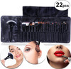 VAGA Cheeky 22pc Makeup Brush Set With A Black Travel Bag Makeup Case. Vaga Professionnel Makeup Brush Organizer Includes Eyebrow Brush, Face, Eye Shadow, Concealer, Make Up And Powder Brushes