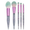 MODA Full Size Glitter Bomb 6pc Complete Makeup Brush Kit with Pouch Includes, Pointed Powder, Blush, Crease, Eye Shader, and Liner Brushes, Pink