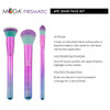 MODA Full Size Prismatic Base Face 4pc Makeup Brush Set with Pouch, Includes, Multi-Purpose Brush, Stippler, and Pointed Foundation Brushes, Pink -Teal Ombre