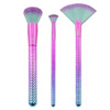 MODA Full Size Prismatic Radiance 4pc Makeup Brush Set with Pouch, Includes, Fan, Buffer, and Micro-Glow Brushes, Pink -Teal Ombre