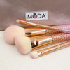 MODA Full Size Metallic Rose Complete Face 5pc Makeup Brush Set with Pouch, Includes - Round Powder, Angle Kabuki, Angle Shader, and Smudger Brushes, Rose Ombre