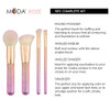 MODA Full Size Metallic Rose Complete Face 5pc Makeup Brush Set with Pouch, Includes - Round Powder, Angle Kabuki, Angle Shader, and Smudger Brushes, Rose Ombre