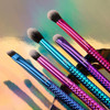 MODA Pro 5pc Deluxe Eye Makeup Brush Kit, Includes - Shader, Crease, Detail, Smudger, and Liner Brushes (Multi-Colored Metallic)