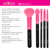 MODA Neon 6 pc Makeup Brush Set with Brush Cleaning Pad, Includes - Powder, Contour, Shader, & Liner Brushes