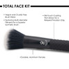 MODA Pro Total Face Travel Size Makeup Brush Set with Pouch, Includes - Powder, Foundation, Angle Shader, Smoky Eye, Brow Liner and Pointed Lip Brushes, Black