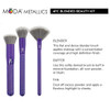 MODA Full Size Metallic Blended Beauty 4pc Makeup Brush Set with Pouch, Includes - Blender, Buffer, and Fan Brushes Metallic Purple