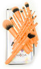 MODA Totally Electric 13pc Full Face Makeup Brush Set, Includes - Powder, Complexion, Blush, Shader, Smudger & Crease Brushes with Zip Case (Neon Orange)