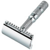 Dovo Merkur Travel Set Safety Razor With Sample Blade - Chrome 933 + Leather Travel Case