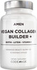 Amen Plant-Based Vegan Collagen Builder Supplement - Organic Whole Foods, Lutein, Vitamin C, Biotin, Lysine, Proline Collagen Boosters - Organic Cranberry, Lemon, Strawberry - Once A Day - 30 Capsules