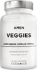 Amen Veggies, Daily Veggies Vitamins Supplement, Vegetables Vegan Blend & Whole-Food Raw Greens Multivitamin Capsules, Mushroom Complex, Superfood, Minerals, Green Vegetable Nutrients, Non-GMO, 90 ct