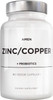 Amen Zinc & Copper Supplement + Probiotics, 3 Months Supply, One Per Day - 50 mg Zinc Picolinate Vitamin Pills - Essential Minerals Supplements  2 Billion CFUs Probiotic  Vegan, Non-GMO, 90 Capsules