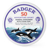 Badger - SPF 50 Adventure Sport Mineral Sunscreen Tin - Reef-Friendly Broad-Spectrum Water-Resistant Sport Sunscreen with Zinc Oxide - Unscented, 2.4 oz