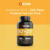 ICON Nutrition Vitamin D3 4000 iu + K2 (2-in-1 Formula) 180 Veggie Capsules 6 Month Supply