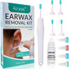 Ear wax Remover - Soft & Gentle Ear Cleaning Tool With Natural Ear wax Removal Aid & 8 Replacement Heads Included - Reusable Micro-Bristle and Silicone Q-grip Heads, Safe For Adults and Kids