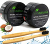 Natural Teeth Whitening Powder 2 Packs - Coconut Activated Charcoal - Effective Teeth Whitener + 2 Packs Bamboo Toothbrush + Tips, Tricks & Benefits Electronic Book