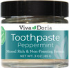 Viva Doria Fluoride Free Natural Toothpaste - Peppermint, 3 Oz Glass Jar (85 Grams)