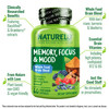 NATURELO  Food Brain Blend Supplement, Helps Support Memory, Focus and Mood - 60 Vegetarian Capsules