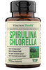 Spirulina Chlorella Green Superfood Capsules. Boosts Energy, Supports Cardiovascular Health. Antioxidant Properties for Detox and Cleanse