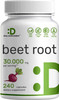 DEAL SUPPLEMENT Beet Root Capsules with Black Pepper Extract, 30000mg, 240 Pills  Enhanced Absorption, Pure Beet Root Powder Source  Nitric Oxide Supplements