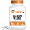 BulkSupplements Calcium Citrate Capsules - Calcium Supplements for Bone Health - Unflavored - 1000mg (210mg of Calcium)  (180 Capsules)