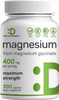 Magnesium Glycinate 400mg | Elemental Magnesium - 300 Capsules | Chelated for Easy Absorption | Highly Purified Essential Trace Mineral for Muscle, Joint, Heart, & Immune Support