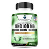 Zinc 100mg, Vitamin C 1000mg, Vitamin D 5000IU , Immune Support for , Immune System Booster Supplements, Non GMO, No Filler, No Stearate, 120 Vegan Capsules, 60 Day Supply