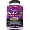 Nutrivein Resveratrol 1450mg - Antioxidant Supplement 120 Capsules € Supports Healthy Aging and Promotes Immune, Brain Boost and Joint Support - Made with -Resveratrol, Green Tea Leaf, Acai Berry