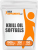 BulkSupplements Krill Oil 1000mg Softgels - Krill Oil Supplement - Omega 3 Supplement - 2 Krill Oil 500mg Softgels , Antarctic Krill Oil - Krill Oil Omega 3 Pills (300 Softgels)