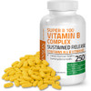 Bronson Vitamin B 100 Complex High Potency Sustained Release (Vitamin B1, B2, B3, B6, B9 - Folic , B12), 250 Tablets
