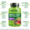NATURELO  Food Multivitamin + Immune Blend with Elderberry & Mushrooms - Complete Multivitamin with Extra Immune Support - C, D3, Zinc, Elderberry, Reishi, Shitake - 60 Vegan Capsules