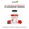 Renew Actives High Potency D-Mannose & Cranberry Complex 1000Mg – With Premium Hibiscus, Dandelion Herb Extracts – Antioxidant Support - No Artificial Flavours - Easy To Swallow Capsules
