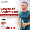 Renew Actives High Potency D-Mannose & Cranberry Complex 1000Mg – With Premium Hibiscus, Dandelion Herb Extracts – Antioxidant Support - No Artificial Flavours - Easy To Swallow Capsules