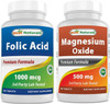 Best Naturals Folic Acid 1000 mcg & Magnesium Oxide 500 mg