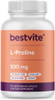Bestvite L-Proline 500mg (120 Vegetarian Capsules) - No Stearates - No Fillers - Vegan - Gluten - Non GMO