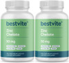 Bestvite Zinc Chelate 50mg (480 Vegetarian Capsules) (240 x 2) - No Stearates - Vegan - Non GMO - Gluten