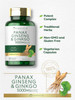 Carlyle Panax Ginseng + Ginkgo Biloba | 120 Vegetarian Capsules | 5000mg | Vegetarian Non-GMO and Gluten Supplement