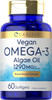 Carlyle Vegan Omega 3 Supplement | 1290 mg | 60 Softgels | Plant Based | Non-GMO & Gluten | from Algae Oil