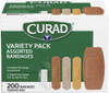 Curad Assorted Adhesive Bandages 4-Sided Seal Variety Pack 200 Count (Pack of 1)