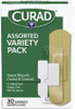 Curad Assorted Adhesive Bandages 4-Sided Seal Variety Pack Perfect for First Aid Kit 30 Count Pack of 6